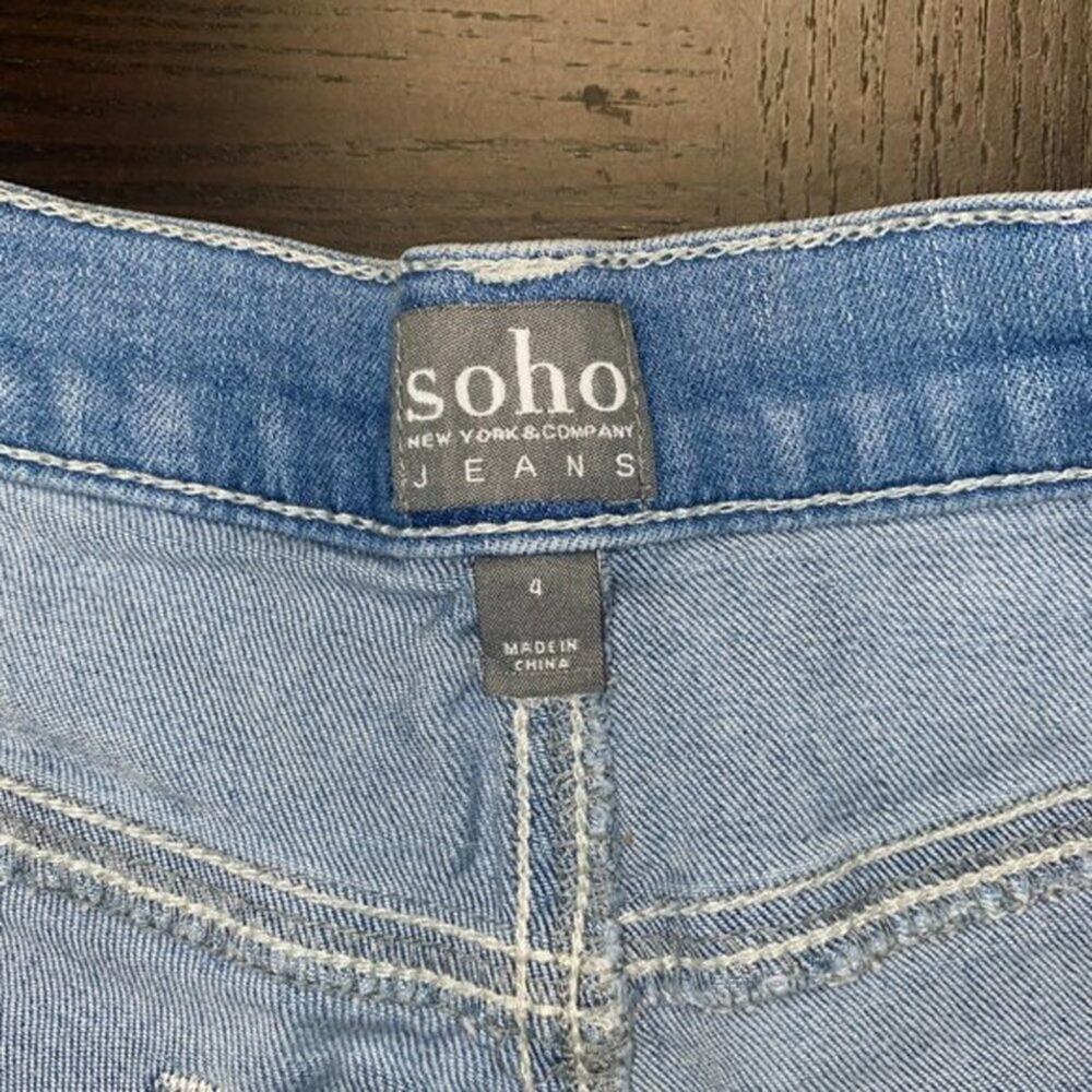 Soho Light Wash Blue Denim Embroidered Jean Shorts Women's Size 4n - Picture 5 of 6